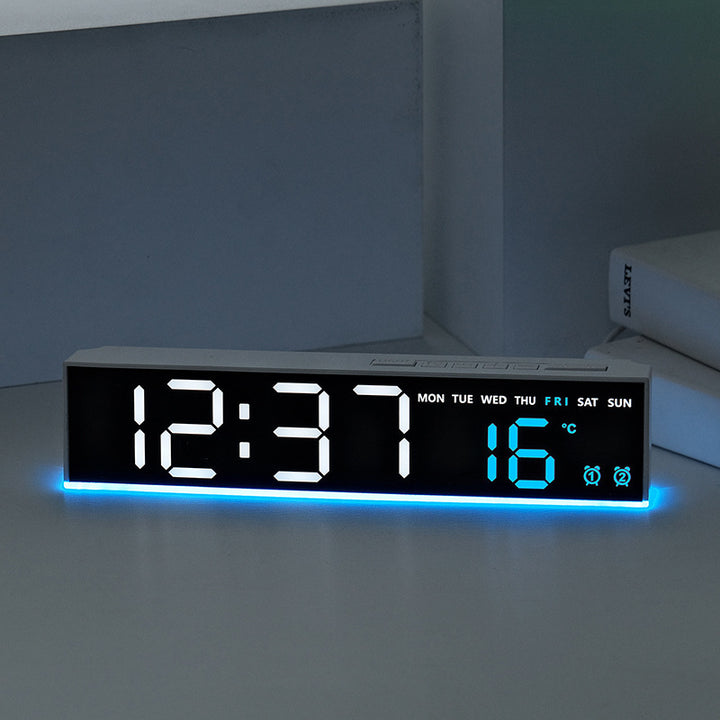 Digital wall clock with large LED digits and temperature display Bowlift