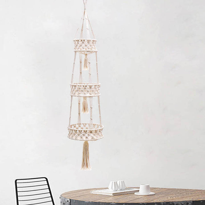 Three-Tier Macramé Hanging Plant Holder