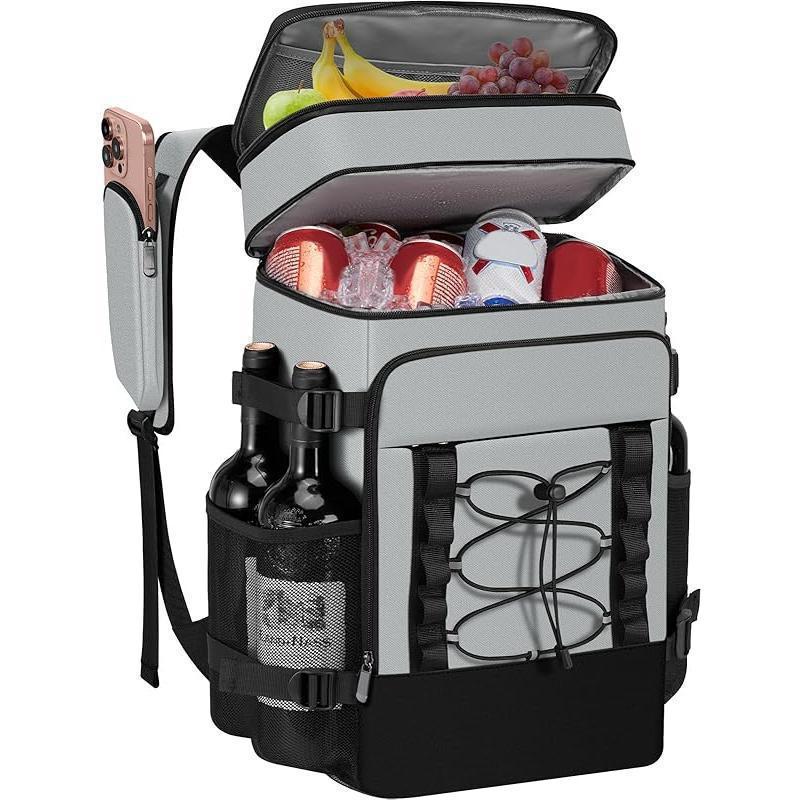 Unisex insulated cooling backpack with bottle holder, organizer pocket and padded carrying comfort Bowlift