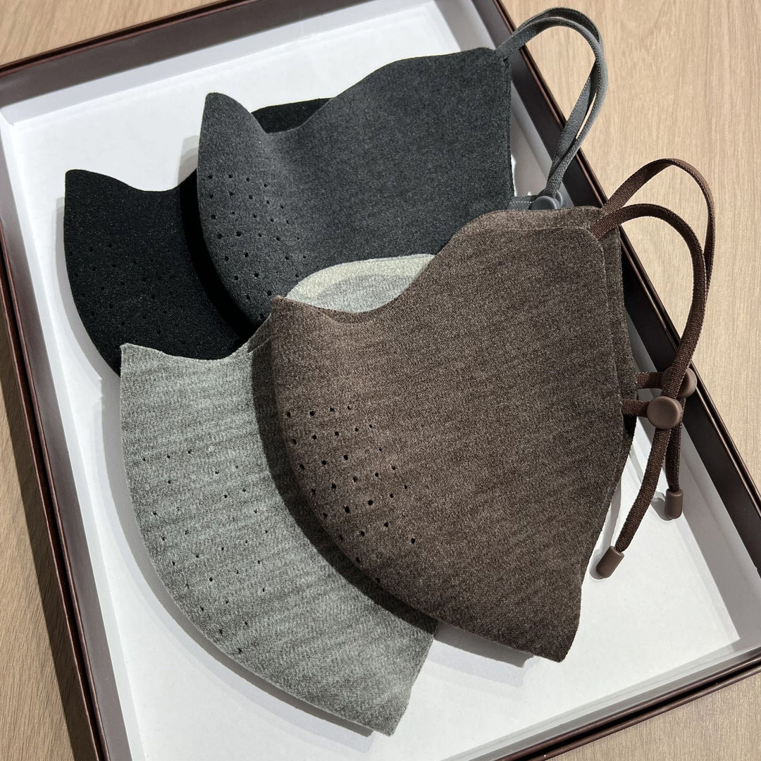 Contoured Perforated Reusable Fabric Face Mask with Adjustable Ear Cords Bowlift