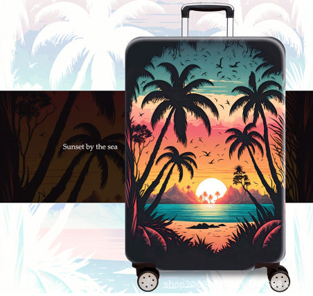 Women's Hard Shell Suitcase with Gorgeous Sunset Design Bowlift