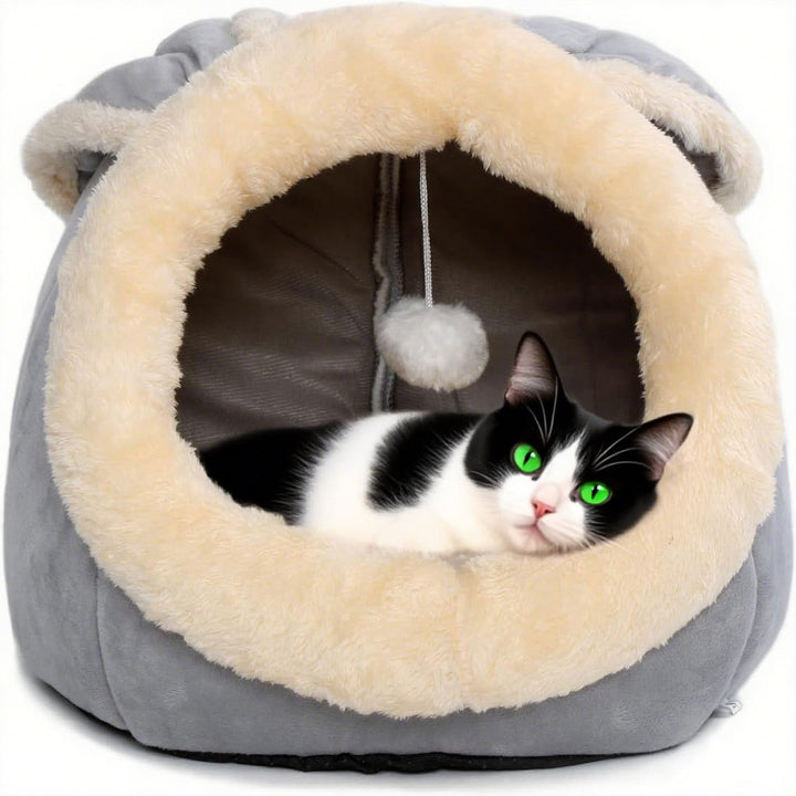 Cozy Plush Cat Hideaway  Dog Bed