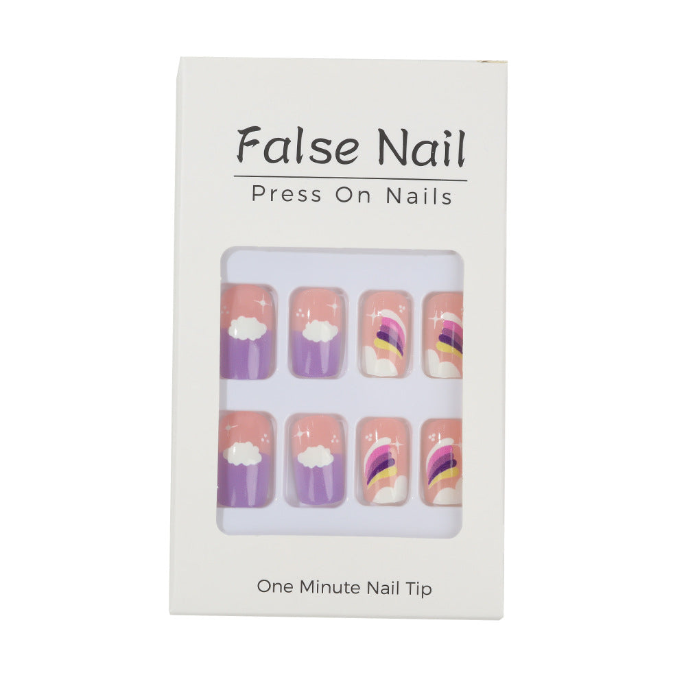 Creative Nail Art Set with colorful rainbow and cloud designs Bowlift