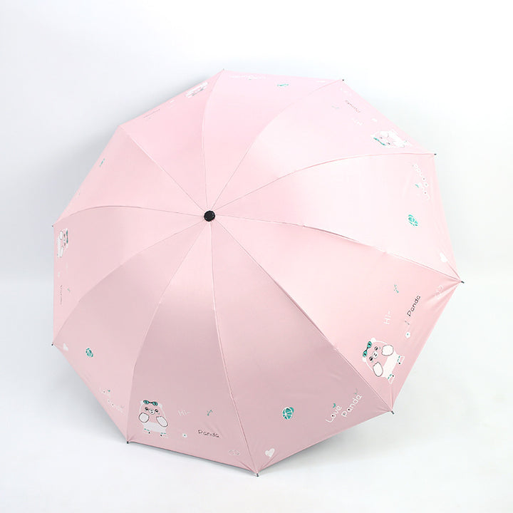 Ladies folding umbrella with cute panda design Bowlift