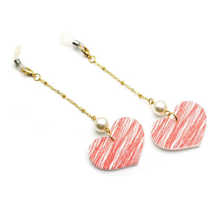 Heart-Shaped Eyewear Chain with Pearl Accents Bowlift
