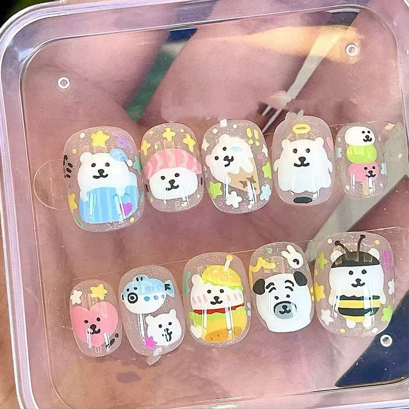 Cute Character Press-On Nail Art Set Bowlift