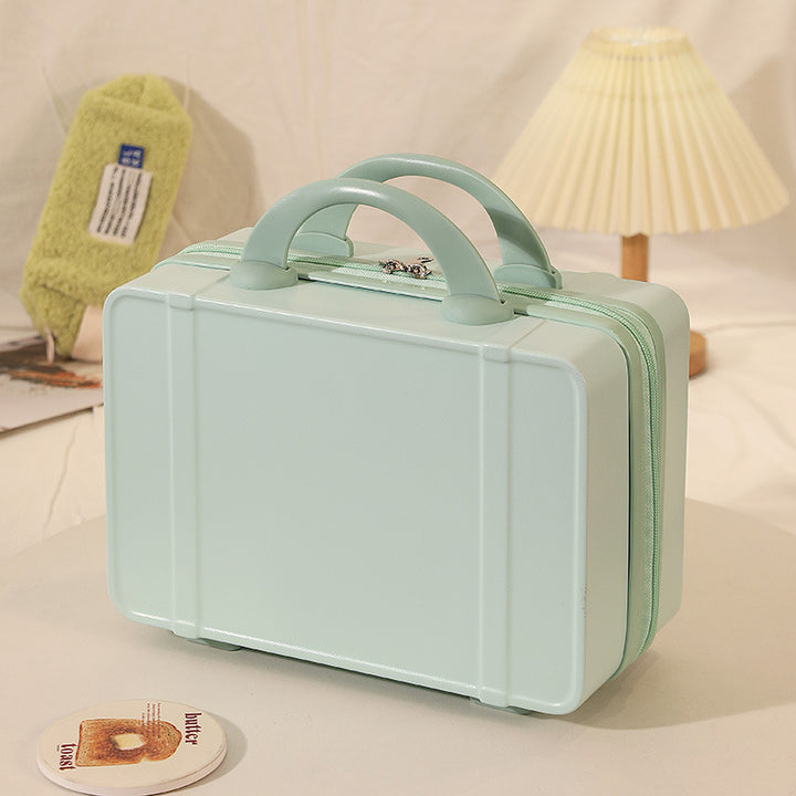 structured hard-shell vanity travel case with dual top handles and lockable zipper Bowlift