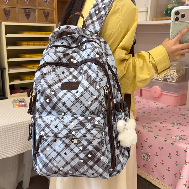 Plaid Patterned Backpack Bowlift