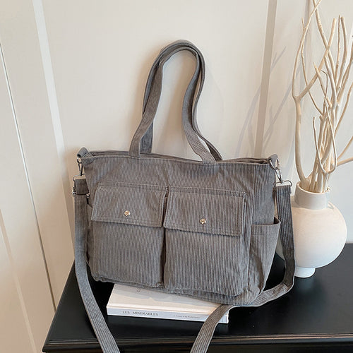 WoSpacious Corduroy Utility Tote Bag Bowlift