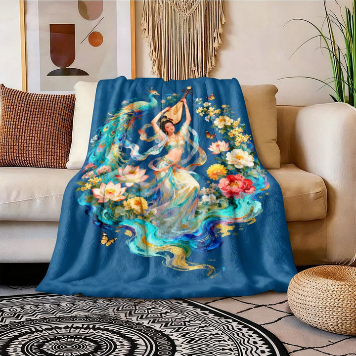 Artistic Cultural Print Fleece Throw Blanket