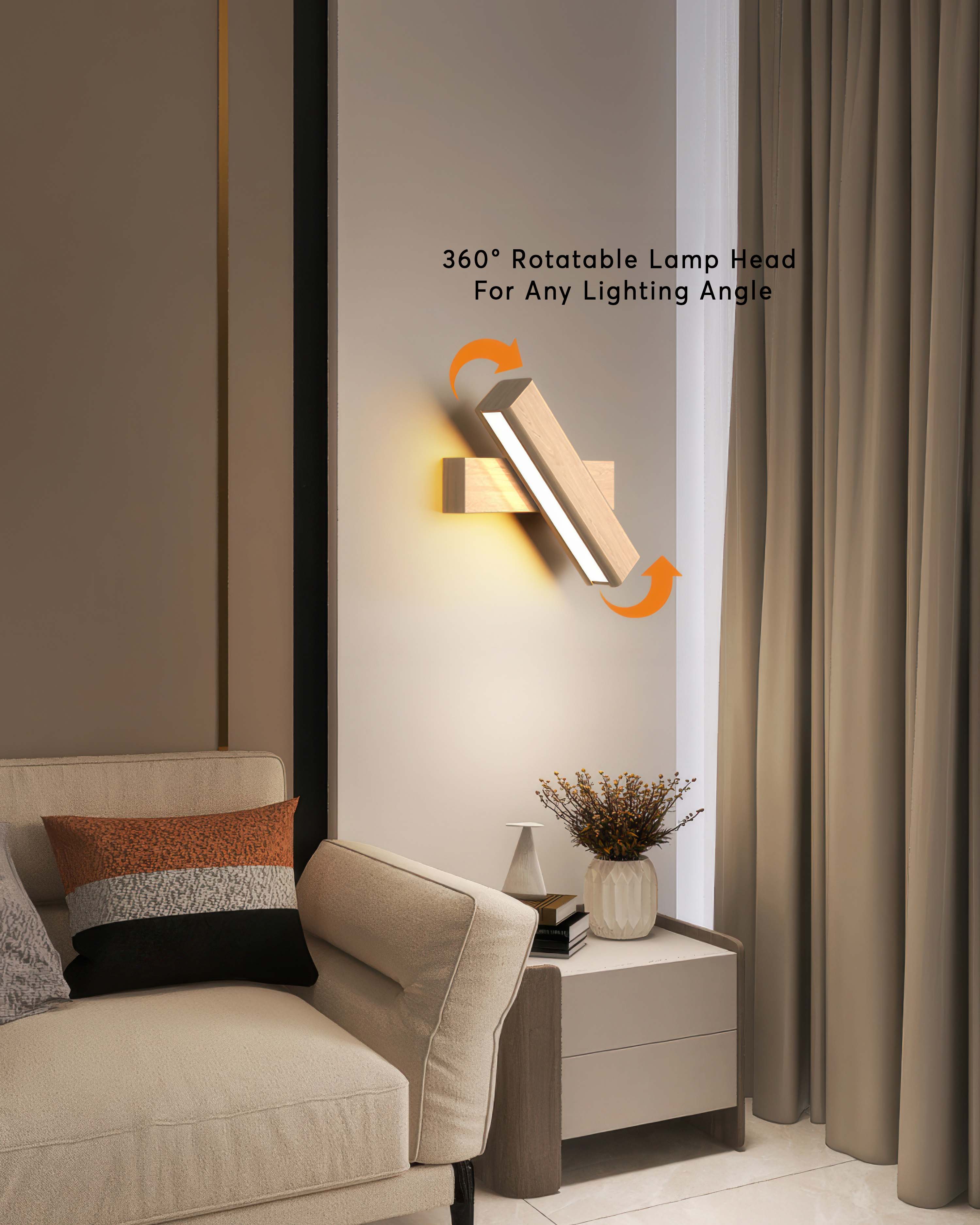 BowLift | Rotatable wall lamp with Nordic wood grain