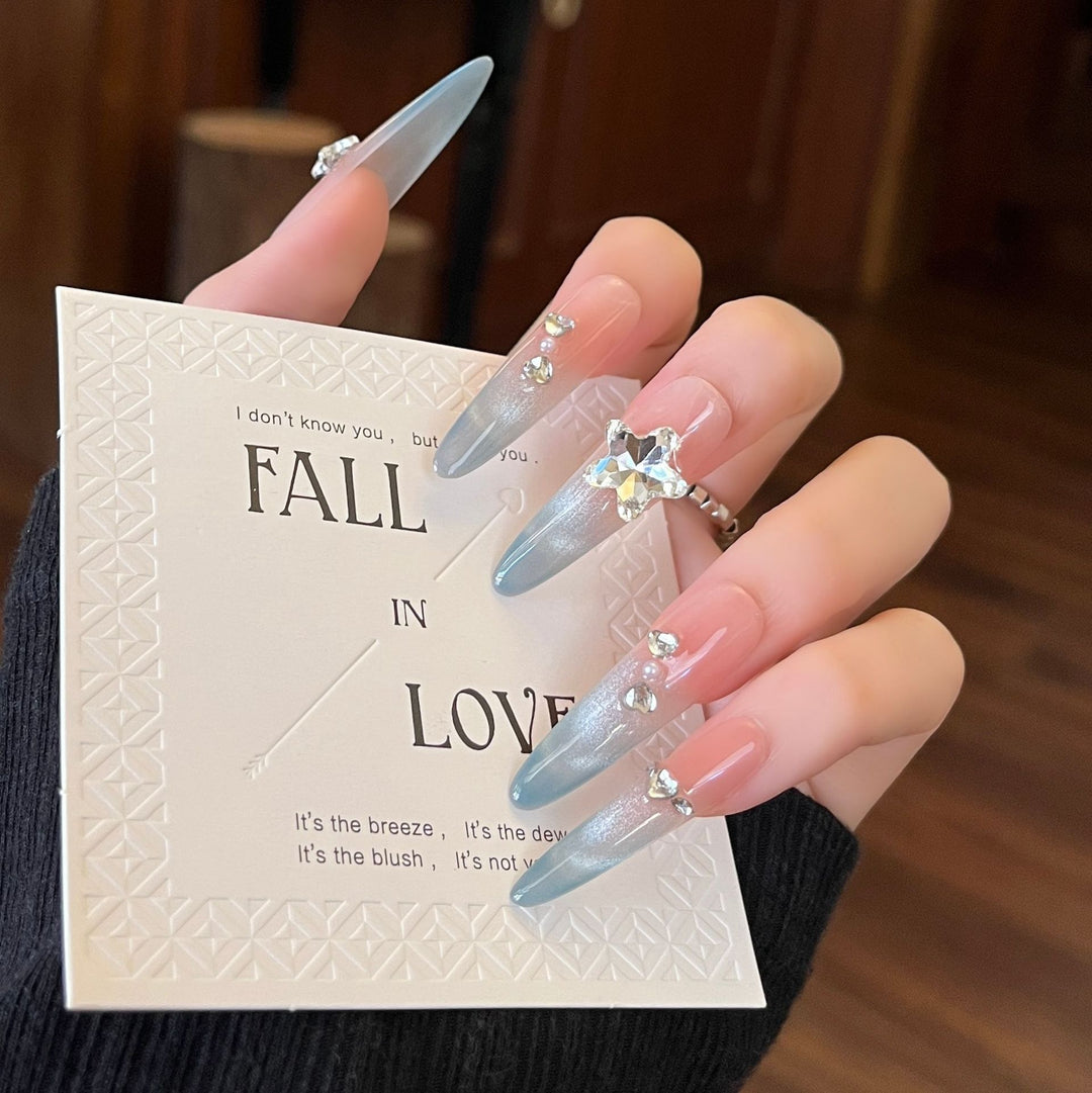 Decorative Crystal-Embellished Press-On Nail Extensions Bowlift