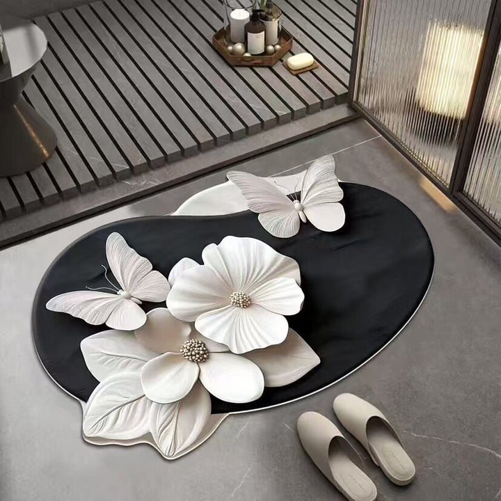 Floral Design Bath Mat Bowlift