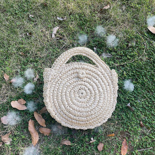 Handcrafted Round Wicker Bag with Elegant Closure Bowlift