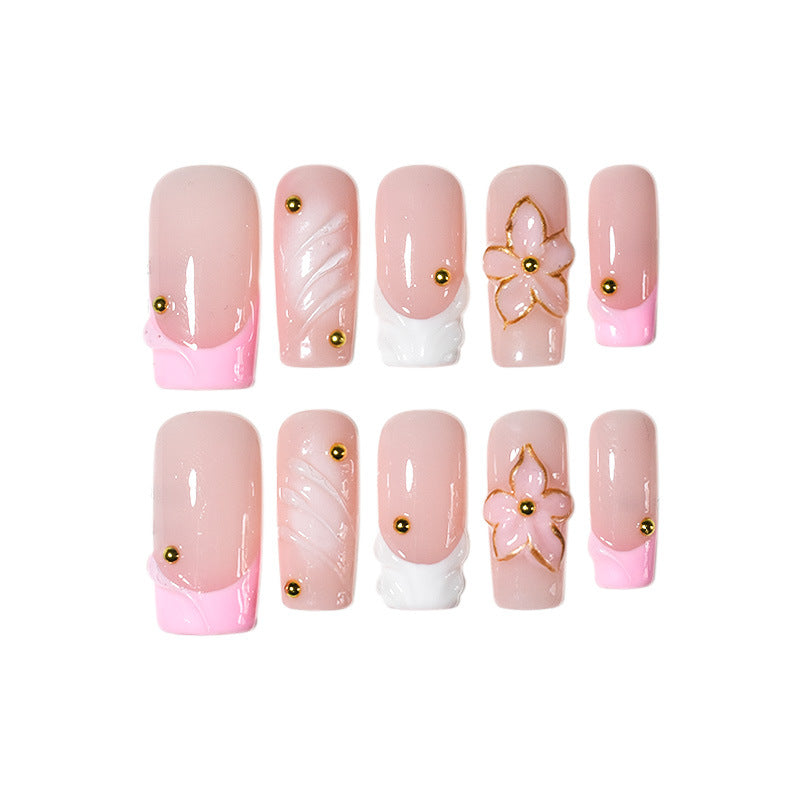 Luxurious Floral Design Nail Art Extensions Bowlift