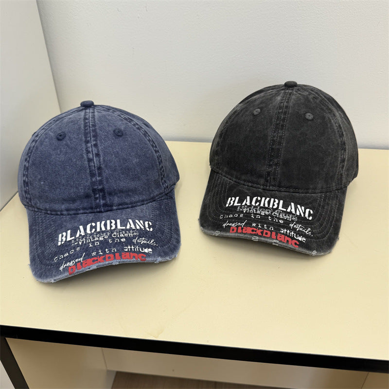 Men's Distressed Graphic Denim Cap Bowlift