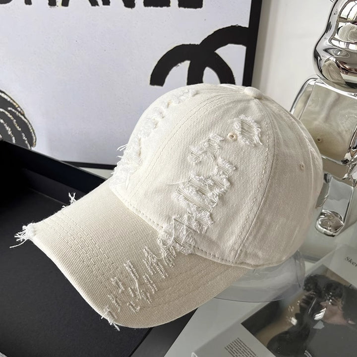 Unisex Distressed Denim Cap Bowlift