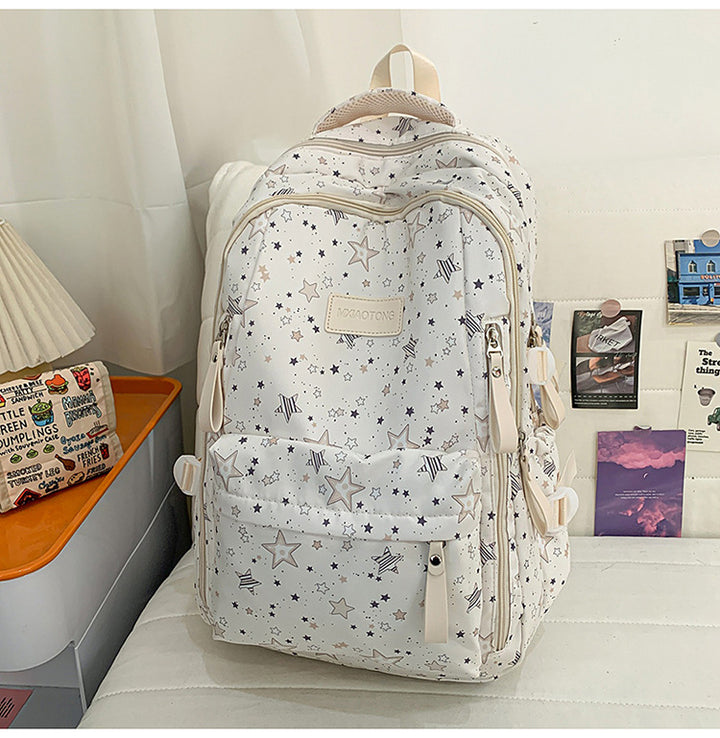 Stylish Star-Printed School Backpack Bowlift