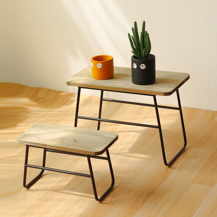Modern wooden stool with metal frame Bowlift