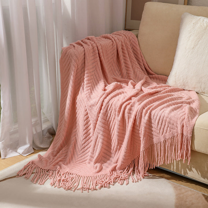 Textured Fringe Throw Blanket