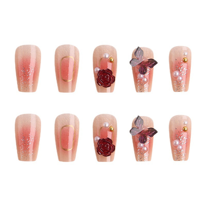 Nail art set with elegant 3D flower and butterfly decorations Bowlift