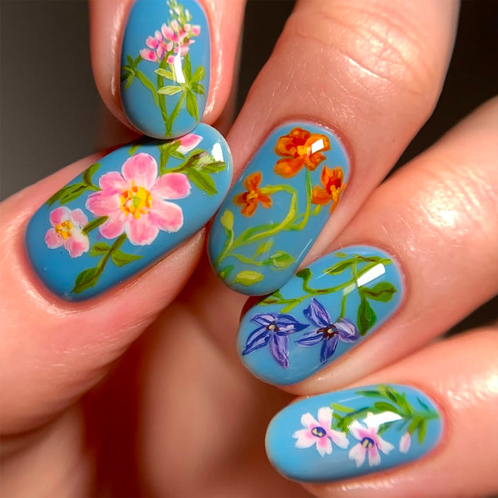 Artificial nails with floral hand design Bowlift