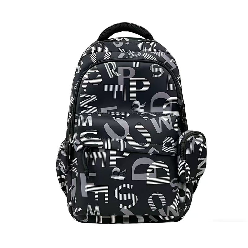 Stylish backpack with modern lettering pattern Bowlift
