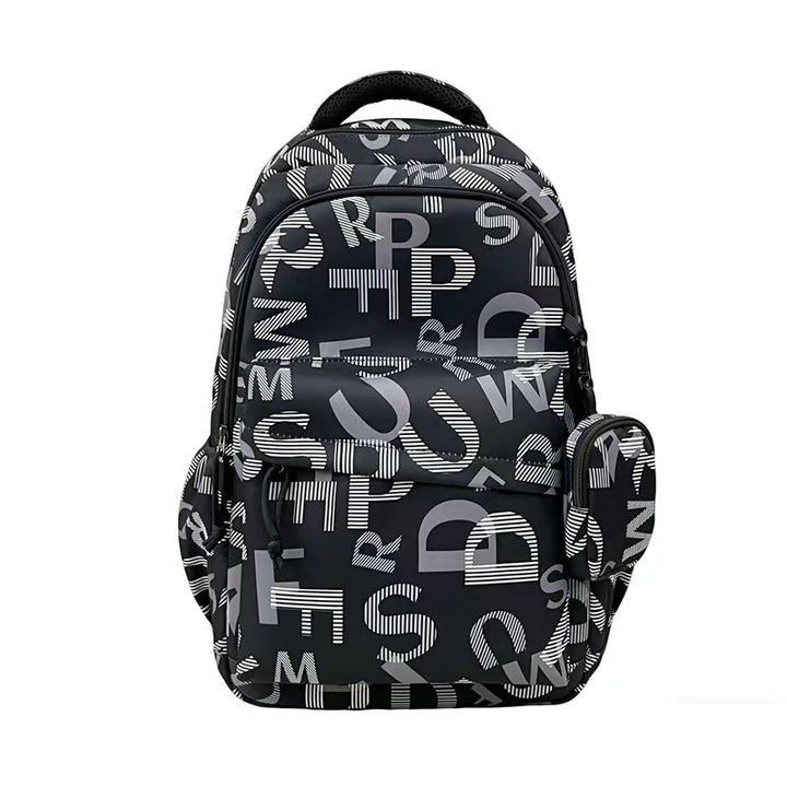 Stylish backpack with modern lettering pattern Bowlift
