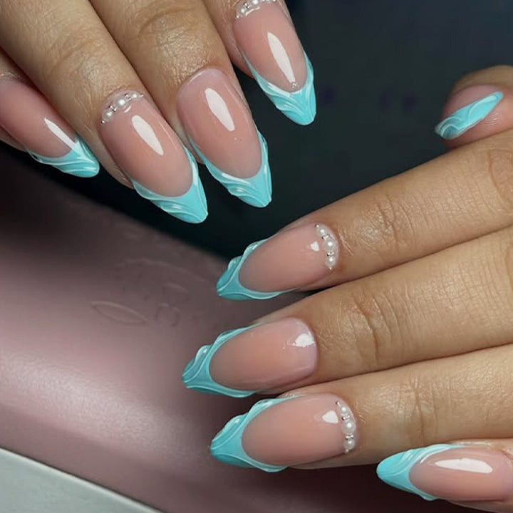 Acrylic nail set with elegant color design and glitter accents Bowlift