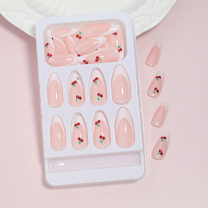 Elegant Cherry Blossom Press-On Nail Art Bowlift