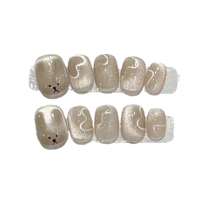 Playful Animal-Themed Press-On Nail Set Bowlift