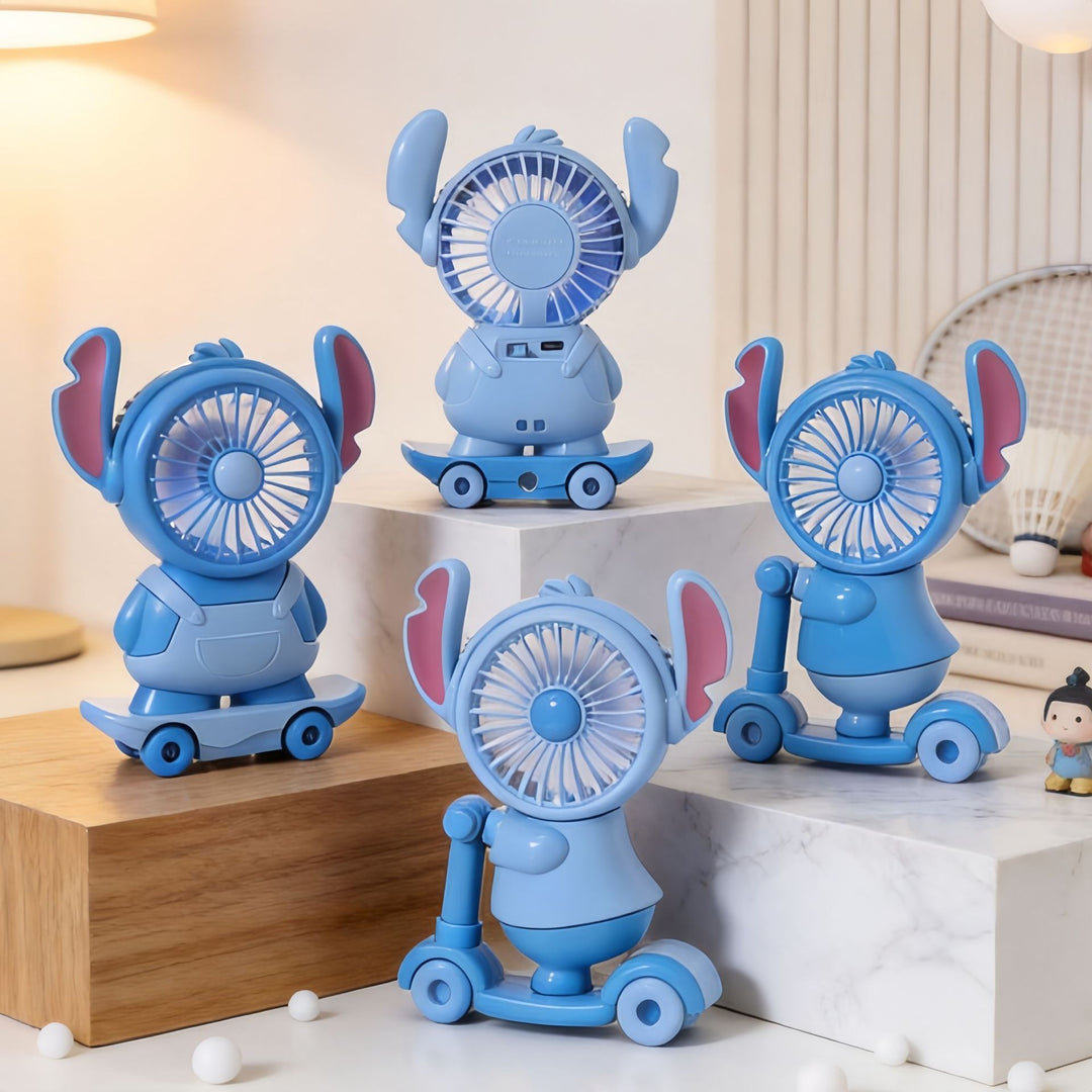 Ladies Portable Toy Fan with LED Lighting and USB Charging Bowlift