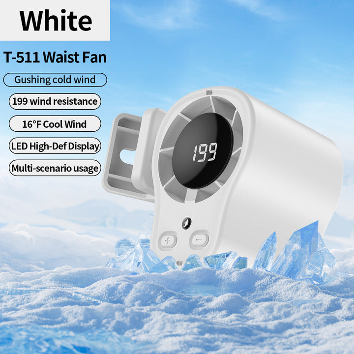 Unisex nan portable clip-on waist cooling fan with LED display Bowlift