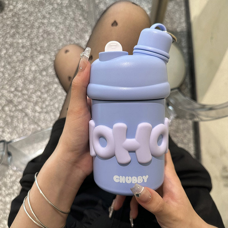 Ladies insulated water bottle with ergonomic carrying handle and cheerful design Bowlift