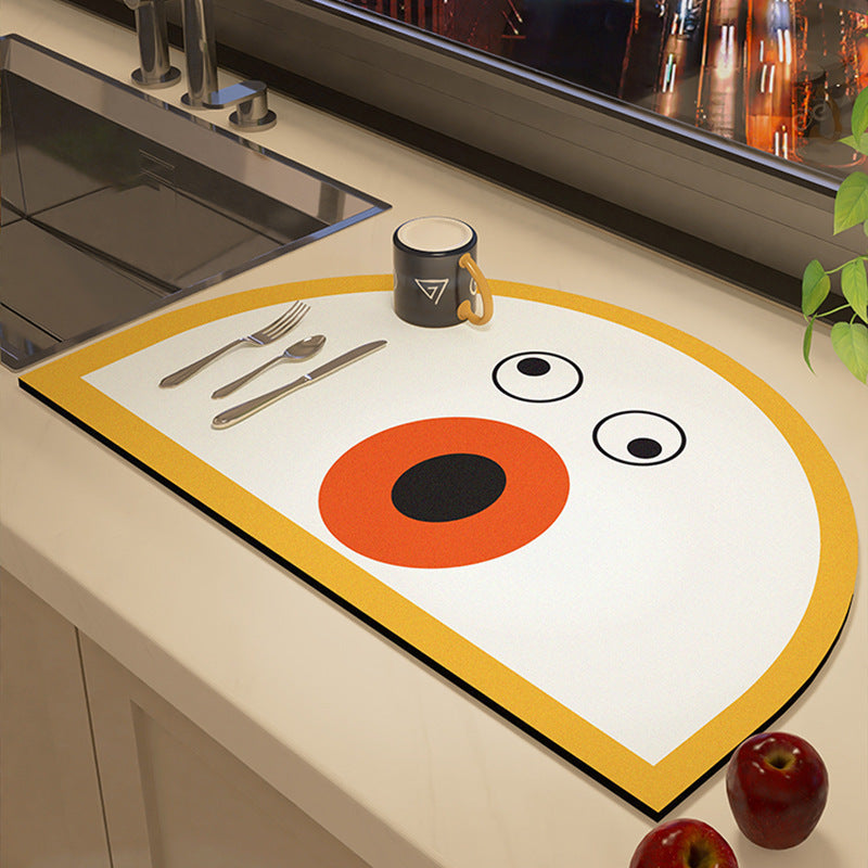 Playful Cartoon-Theme Kitchen Mat