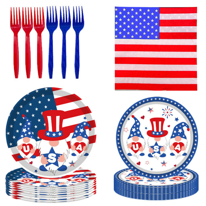 Unisex nan patriotic party tableware set with paper plates napkins and plastic forks Bowlift
