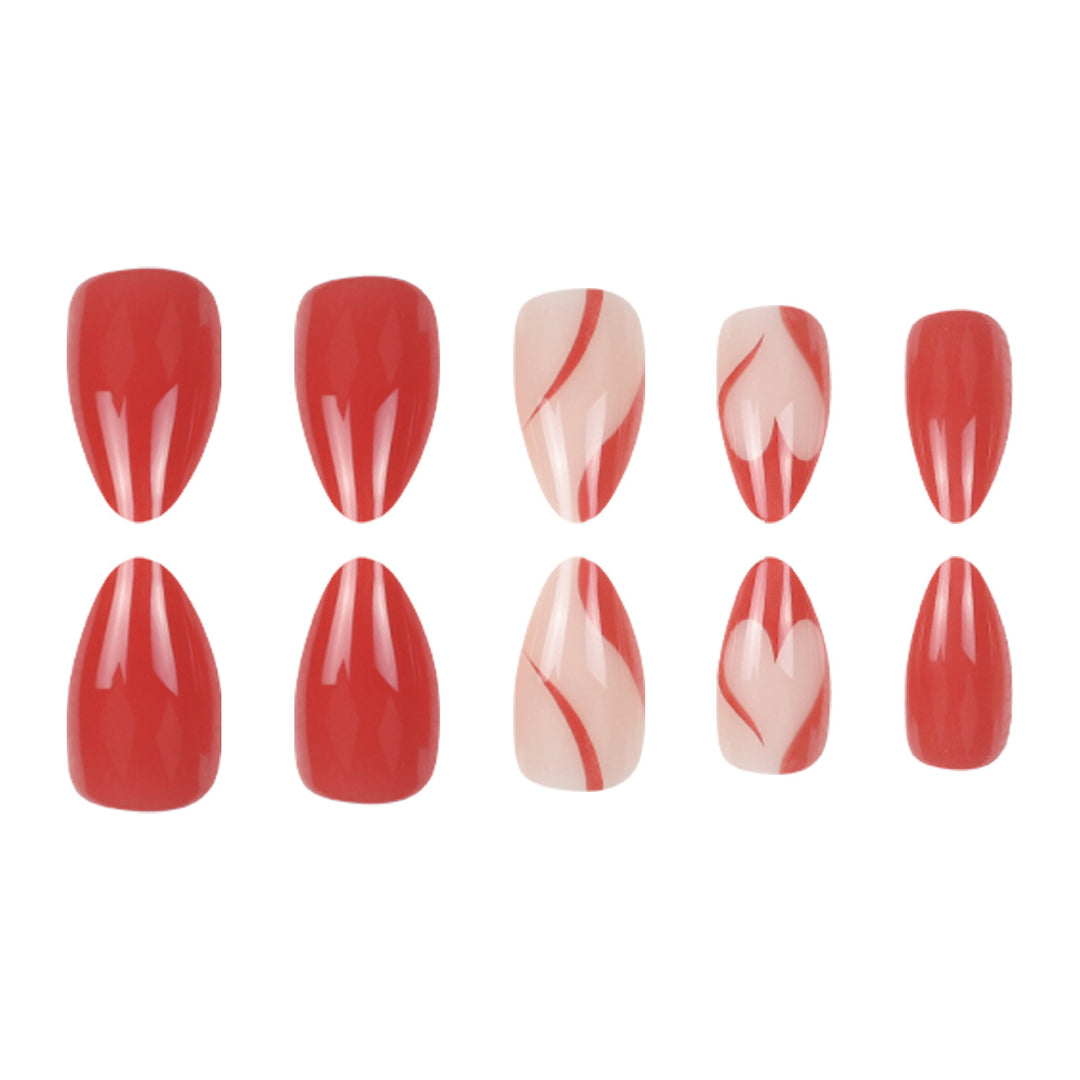 Elegant Stiletto Press-On Nails with Artistic Graphic Design Bowlift