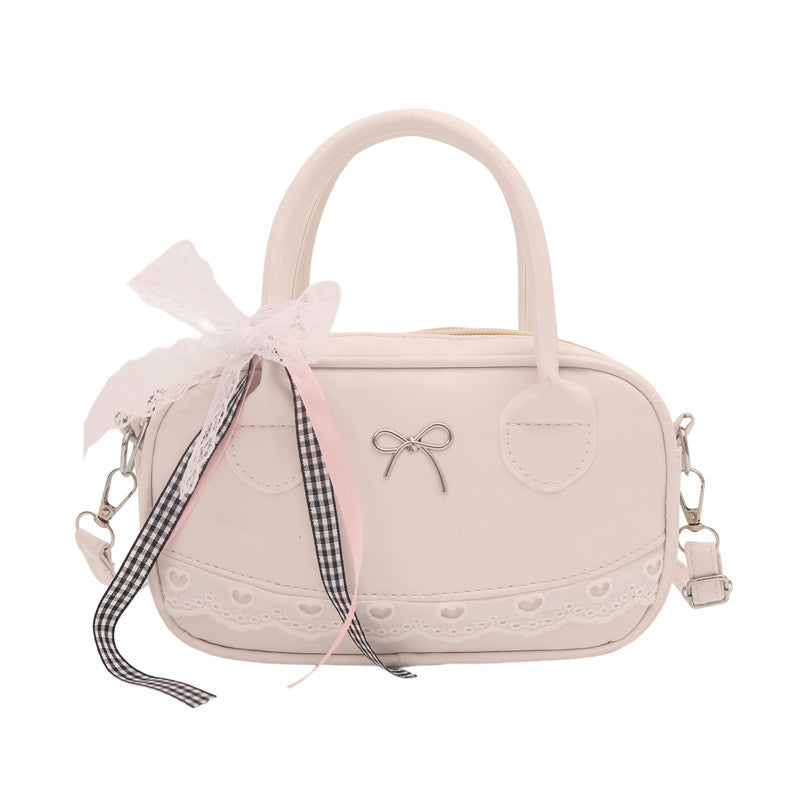 Elegant Lace-Trimmed Bow Handbag Bowlift
