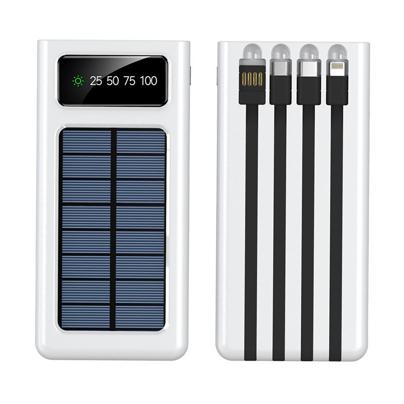 Portable solar power bank with multifunctional charging cable and digital display Bowlift
