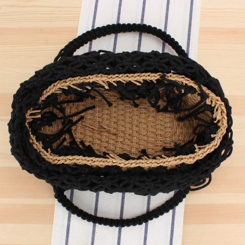 Designer Shoulder Bag Made of Woven Bast Bowlift