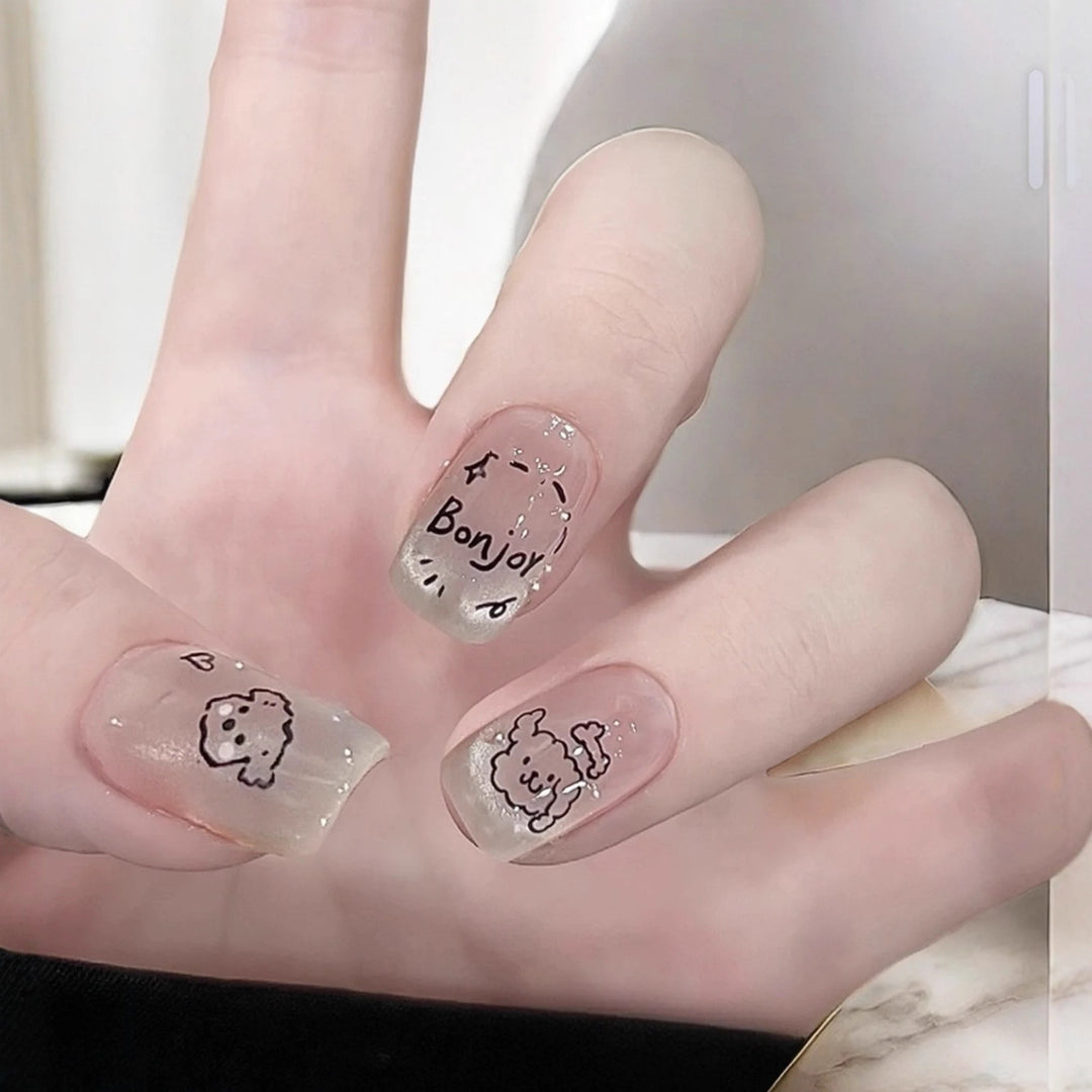Creative Cartoon-Themed Press-On Nail Set Bowlift