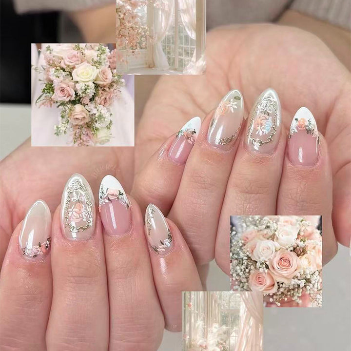Creative nail art set with floral and glittering decorations Bowlift
