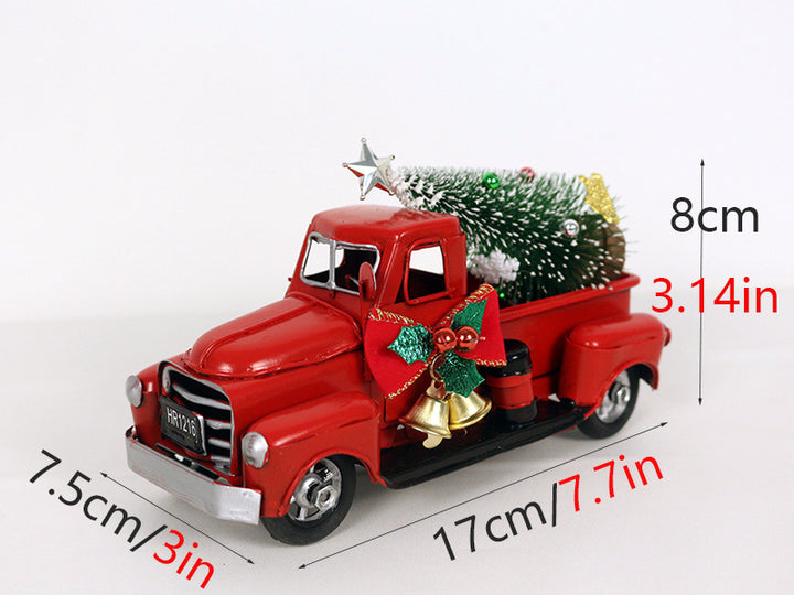 Retro Metal Red Christmas Truck Ornament