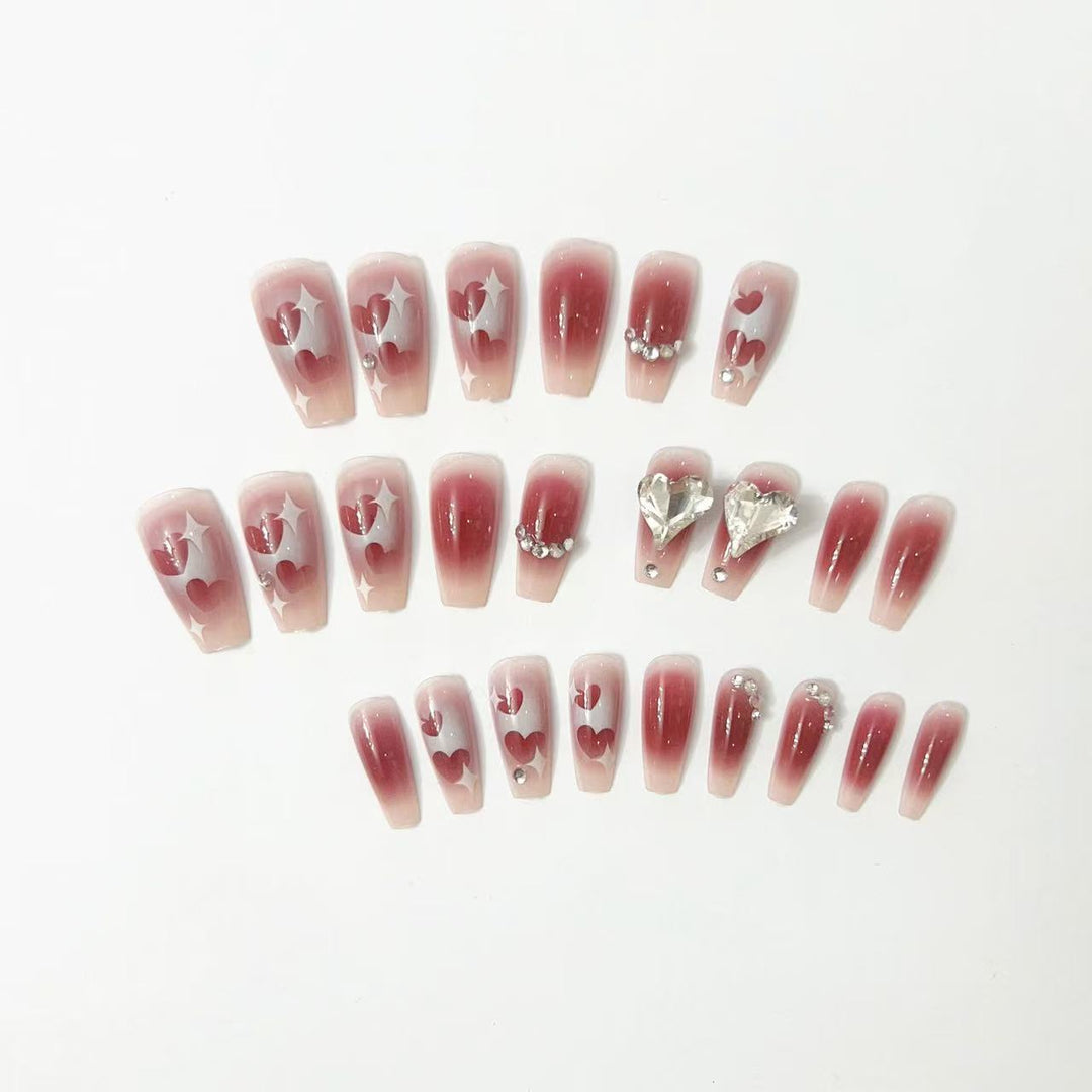 Artificial nails in romantic heart design Bowlift