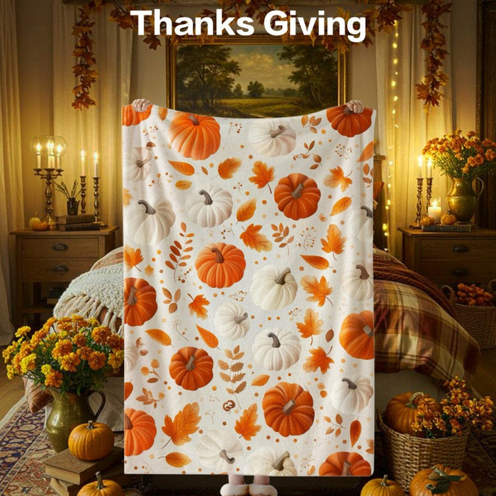 Thanksgiving-Themed Cozy Fleece Blanket