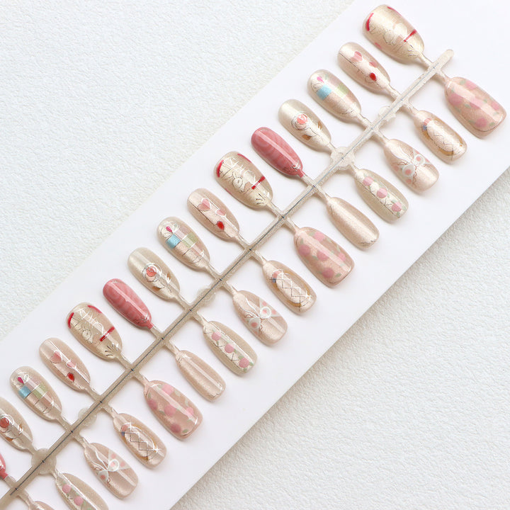 Decorative Press-On Nail Art Set with Artistic Designs Bowlift