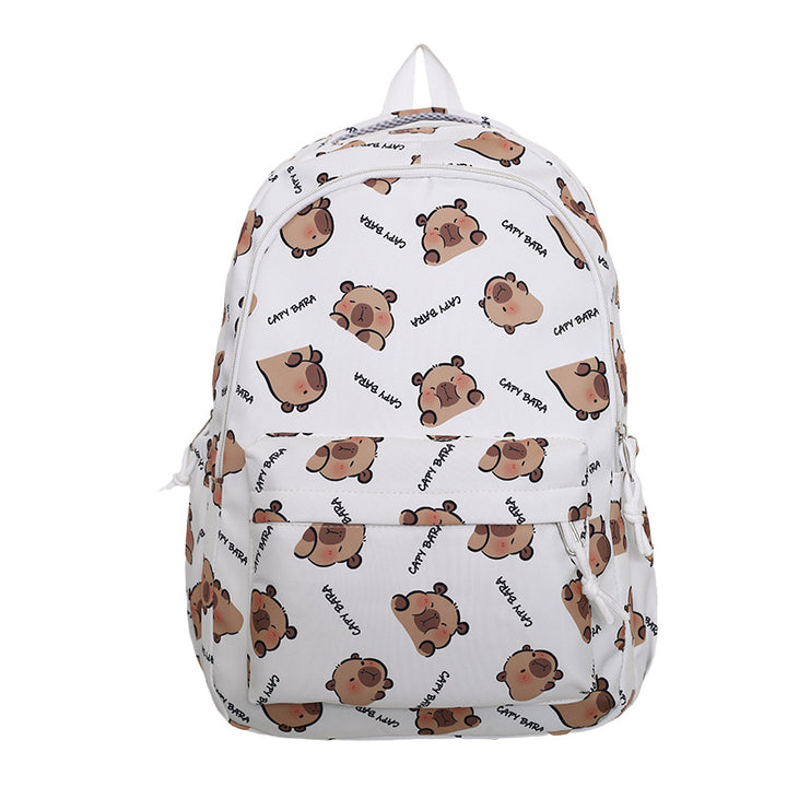 Backpack with Child-Friendly Capybara Design and Practical Compartments Bowlift