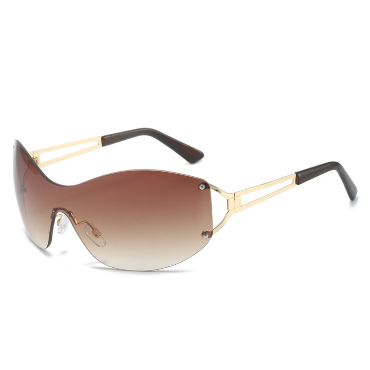 Futuristic Ultra-Wrap Sunglasses with Metallic Accents Bowlift