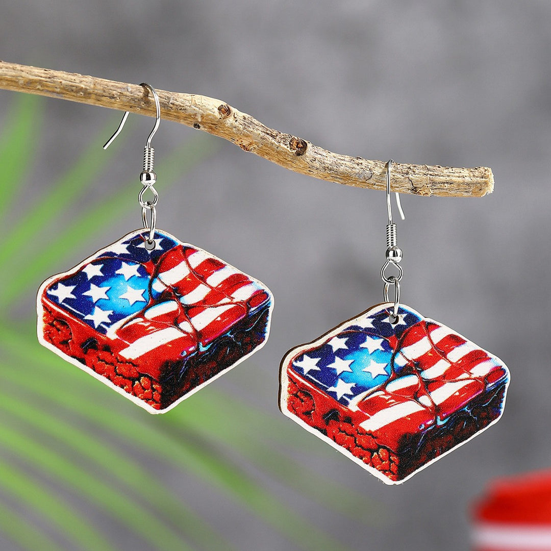 Women's eye-catching statement earrings can shape with flag motif Bowlift