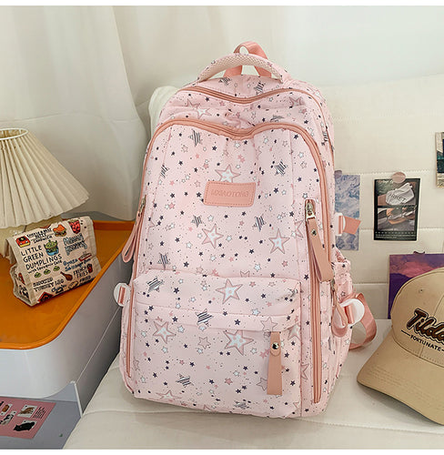 Star-Patterned Comfort School Backpack Bowlift